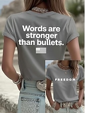  Maglietta Patriottica Giorno dell'Indipendenza per Donne T-Shirt Grafica Bandiera Vintage Elegante Classica Maniche Corte Collo Giro Regolare Tops Stampa Giornale Weekend Blu Nero Bianco Rosso Grigio