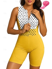 billiga Klädset för kvinnor-Dam Triathlondräkt Cykeltröja set Ärmlös Sommar Gul Rodnande Rosa Rubinrött Prickig Cykel 3D Tablett Torkar snabbt Snabb tork UV-Resistent Dragkedja fram sporter Kläder