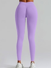 economico Leggings semplici-Per donna Chinos Leggings Streetwear Casual Athleisure Lunghezza intera Vita media Semplice Elastico in vita Traspirante Elasticizzato Quotidiano All'aperto Vacanza Viola Nero Blu reale Fuschia