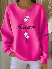 abordables Humor y Citas Sudaderas-Mujer Pullover Estampado Graphic Letra Cálido Clásico Casual Manga Larga Cuello Barco Tops regulares Casual Hogar Calle Azul Piscina Amarillo Claro Rosa Claro Bleu Ciel Negro Primavera Otoño