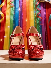 Χαμηλού Κόστους Γυναικεία παπούτσια-Γυναικείες Σατανάδες Χρυσές Γυαλιστερές Mary Jane με Λεπτομέρεια σε Σχέδιο - Λαμπερές Πλατφόρμες Ρετρό Στυλ Γοητείας Ιδανικές για Καρναβάλι και Εορταστικές Γιορτές