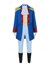  Set 250-årsjubileum USA Retro / vintage Medeltida kostymer Kläder Lång ärm George Washington Koloniala kostymer Revolutionskriget Maskeradkläder Herr Karnevalsdräkt Karnival Självständighetsdagen 4