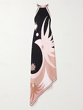 economico Abito Floreale-Per donna Abito Midi Abito in Raso Vestito Estivo Abito Estivo Abito Boho Moda Moderno Quotidiano Vacanza Uscire Vestibilità regolare Grafico Sole Senza Maniche All'americana Nero Rosa Estate