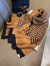 economico Sciarpe da donna-sciarpa a righe in cotone e lino da donna: materiale morbido e leggero, disponibile in più colori, perfetta per outfit casual e invernali