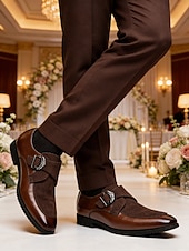 economico Scarpe da monaco-scarpe eleganti da uomo: classiche oxford marroni con dettagli brogue, perfette per matrimoni ed eventi formali