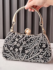 Χαμηλού Κόστους Γάμος ACC-Γυναικεία τσάντα clutch από πολυεστέρα με διακοσμητικά από πούλιες και χάντρες, λουράκι ώμου με αλυσίδα, μεγάλη χωρητικότητα, πολλά χρώματα – ιδανική για γάμους και βραδινά πάρτι