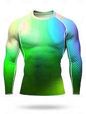 رخيصةأون تي شيرتات وبلوزات بدون أكمام للجري-رجالي للجنسين هندسي التدرج تيشيرت للجري قميص رياضي قميص اللياقة البدنية قميص تجريب قميص الجري الصيف الربيع الخريف الشتاء كم طويل UPF 50