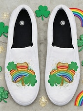  Dámské nazouvací tenisky na Den svatého Patrika s roztomilým potiskem pejsků a jetelů – pohodlné zelené plátěné boty na průvody, festivaly i běžné nošení