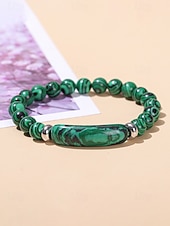 abordables Fête de la Saint-Patrick-Bracelet pour homme en pierre naturelle, perles multicolores avec détails raffinés, idéal pour la Saint-Patrick et au quotidien, élégant et unique.