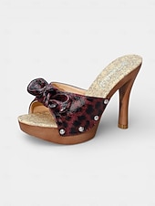 halpa Liukuesteet-naisten leopardikuvioiset slingback-korkokengät rusetilla – tyylikkäät platform-sandaalit, jotka sopivat täydellisesti lomalle, uima-altaalle ja kesäjuhliin