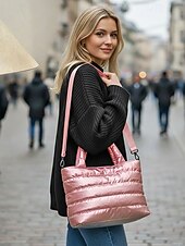 olcso Kézitáskák és bevásárlótáskák-női könnyű, steppelt, puffos, keresztpántos táska - többszínű, vízálló, párnázott kézitáska mindennapi ingázáshoz