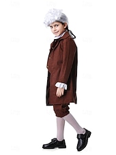 voordelige Outfits-250e jubileum VS Rococo Barok Outfits Lange Mouwen George Washington Koloniaal Onafhankelijkheidsoorlog Kostuum Jongens Carnaval Independence Day 4 juli Kinderen Jas Broeken Kraag