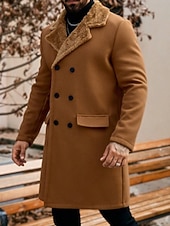 halpa Miesten trenssitakki-Miesten Talvitakki Fleecetakki Päällystakki Pitkä trenssitakki Trenssitakki Päivittäin ulko- Syksy Talvi Polyester Pidä lämpimänä Päällysvaatteet Vaatetus Klassinen Vapaa-aika Tavallinen Tasku
