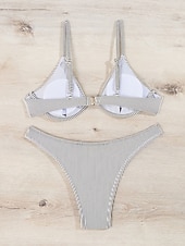 abordables Conjuntos de bikini-Mujer Bañadores Bikini 2 piezas Bermudas Traje de baño Espalda al Aire Vacaciones Ropa de playa Color sólido Escote en U Sin Mangas Trajes de baño