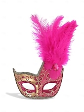 cheap Accessories-Women's Purple Feather Masquerade Mardi Gras Mask - Glitter Venetian Half-Mardi Gras Mask with Gold Trim for Carnival, Costume Balls &amp; Glamorous Party Events