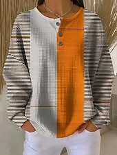 economico Felpe a Strisce e Geometriche-Per donna Felpa Pullover Geometrico Astratto Casual Manica Lunga Girocollo Top Regolari Blu Nero Bianco Giallo Rosa Primavera Autunno