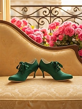 cheap Victorian &amp; Edwardian-Women's 1920s Vintage Satin Lace-Up Oxford Heels – Classic Victorian Style for Ladies, Perfect for Parties, Weddings, Theater Events &amp; Elegant Everyday Wear