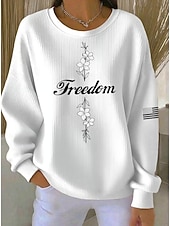 abordables Humor y Citas Sudaderas-Mujer Pullover Estampado Graphic Letra Cálido Clásico Casual Manga Larga Cuello Barco Tops regulares Casual Hogar Calle Azul Piscina Amarillo Claro Rosa Claro Bleu Ciel Negro Primavera Otoño