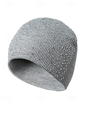 halpa Naisten hatut-Naisten neulottu polyesteripipo, strassikoriste, saatavilla useissa väreissä, täydellinen talvimuotiin