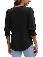 economico Maglietta Arte &amp; Design-Per donna Maglietta Semplice Casual Manica 3/4 Girocollo Top Regolari Quotidiano Uscire Weekend Blu Nero Bianco Rosso Primavera Autunno