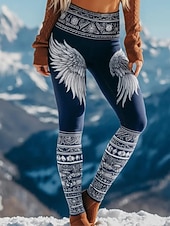 baratos impressão viking-Mulheres Leggings Férias Vintage Estilo Étnico Comprimento total Cintura Alta Gráfico Abstrato Impressão 3D Secagem Rápida Respirabilidade Macio Com Stretch Diário Casa Ao ar livre Cinzento Escuro