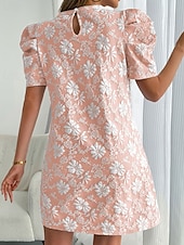 economico Abito Floreale-Per donna Mini Abito Abito Stampato Vintage Manica a Palloncino Quotidiano All'aperto Uscire Vestibilità regolare Floreale Manica Corta Girocollo Blu Bianco Rosa Estate Primavera