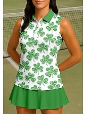 economico Camicia Donna-San Patrizio Per donna Trifoglio Top Maglietta sportiva Polo da golf Canotta Senza Maniche Floreale Bottoni UPF50+ Resistente ai Raggi UV Alta elasticità Traspirante Pallavolo Tennis Golf Colletto