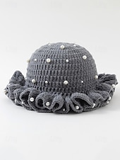 abordables Accesorios-Gorro de punto con trébol y perlas para mujer, varios colores, perfecto para el Día de San Patricio, Carnaval y uso diario.