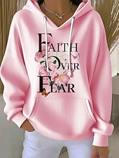 economico Umor e Citazioni Felpe-Per donna Felpa con cappuccio Floreale Grafico Lettera Casual Manica Lunga Con Cappuccio Top Regolari Casuale Abbigliamento Quotidiano Sportivo Blu Bianco Giallo Rosa Autunno