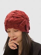 cheap Women's Hats-Women's Red Crochet Flower Bud Hat – Soft and Cozy Knitted Beanie for Winter, Stylish and Warm Accessory for Casual and Outdoor Activities