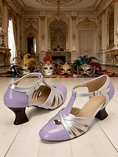 economico Scarpe da donna-Tacchi T-Strap vintage verdi e argento da donna per il Mardi Gras – Perfetti per balli in maschera eventi festivi e feste a tema