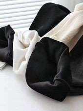 abordables jambe large et taille haute-Femmes Taille Asiatique Chinos Pantalons Pyjamas Droit Occasionnel Plus de velours Longueur complète Taille hautePantsHalloween Noël Saint Valentin Couleur Unie Taille Élastique Chaud Toison Chaud