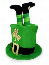  Sombrero de duende verde para el Día de San Patricio para hombre, hecho de poliéster con trébol dorado, perfecto para celebraciones de San Patricio y carnaval, accesorio divertido y festivo.