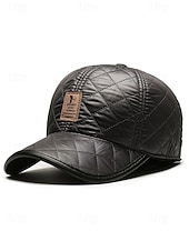 levne Pánské klobouky-Pánská baseballová čepice z umělé kůže se skládacími klapkami na uši, dostupná v několika barvách, ideální do chladného počasí a na běžné nošení