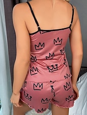 halpa Ystävänpäivä Uni &amp; Lounge-Naisten Yöpukusarja Vapaa-aika Mukavuus Kuvitettu Joustava vyötärö Nauhatoppi Shortsit Päivittäin Koti Hihaton hihnat Sininen Musta Punastuvan vaaleanpunainen Kesä Kevät Normaali