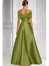  Linha A Longo Bordado com miçangas Vestido formal Vestido para a mãe da noiva Vestidos de noite Vestido de baile com sobressaia Vestido formal Elegante Brilhante Sedoso Sem Manga Ombro a Ombro