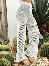 Χαμηλού Κόστους Τυλίξτε Φούστα-Γυναικεία Μαγιό Που καλύπτει Παντελόνι Μαγιό Με κοψίματα Διακοπές Ρούχα παραλίας Συμπαγές Χρώμα Αμάνικο Μαγιό