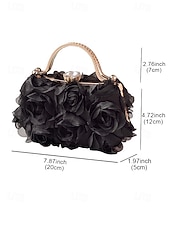 cheap Wedding Accessories-Women's Floral Evening Clutch Bag with Chain Shoulder Strap, Elegant Rose Appliqué Design, Multi-Color Formal Handbag for Weddings, Evening Parties &amp; Banquets