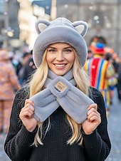 Недорогие Аксессуары-Женский шарф с капюшоном из искусственного меха – 2-в-1 шапка и шарф для ушей в нескольких цветах для карнавала зимнего косплея и костюмированных вечеринок