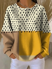 economico Felpe a Strisce e Geometriche-Per donna Felpa Pullover Geometrico Astratto Casual Manica Lunga Girocollo Top Regolari Blu Nero Bianco Giallo Rosa Primavera Autunno