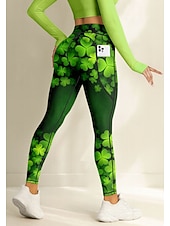 abordables Leggings et collants de yoga-Saint Patrick Femmes leggings de pilates Pantalons de fitness Jambières de gymnastique Poches Droit de timbre Poches Latérales Pilates Salle de sport Entraînement en salle Pantalons Collants Leggings