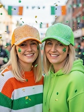 abordables Accessoires-Casquette unisexe ornée de strass, en polyester, décoration scintillante, disponible en plusieurs couleurs, idéale pour la Saint-Patrick, le carnaval et au quotidien.