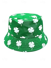 abordables Accesorios-Sombrero de pescador de poliéster para mujer, con trébol y duende del Día de San Patricio, varios patrones, perfecto para el Día de San Patricio y para uso diario.