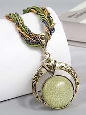 halpa Naisten kaulakoru-Naisten boheemi metalliseoskaulakoru monivärisellä helmiköydellä, ainutlaatuinen riipusmuotoilu, täydellinen arkeen ja juhlaan