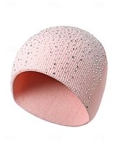 halpa Naisten hatut-Naisten neulottu polyesteripipo, strassikoriste, saatavilla useissa väreissä, täydellinen talvimuotiin