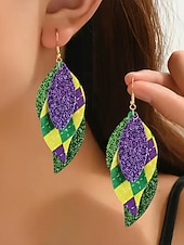 economico Accessori-WooHoo Orecchini di pelle da donna per Mardi Gras – Colorati luccicanti regolabili con design multi-stile – Perfetti per Carnevale e accessori per costumi da ballo mascherato