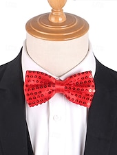 cheap Accessories-Men's Sequin Bow Tie, Polyester Material, Available in Multiple Colors, Perfect for Carnival &amp; Masquerade Balls, Fun &amp; Festive Accessory