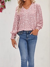 economico Serbatoio Grafico-Per donna Maglietta Stampato Floreale Casual Manica Lunga Scollo a V Top Regolari Quotidiano Uscire Weekend Nero Rosa Vino Blu marino Verde Primavera Autunno