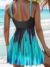 billige Tankinier-Dame Tankini 2 Del Badedrakt Frekk Magekontroll Høy Midje Slank Ryggen Ferie Strandklær Ombre Grafisk V-Hals Uten Ermer Badedrakter