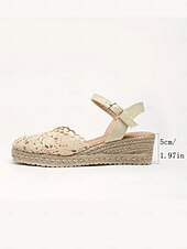Χαμηλού Κόστους Γυναίκες-Γυναικεία μπεζ σανδάλια εσπαντρίγιας με κροσέ σε χρώμα boho – ιδανικά για καλοκαιρινές διακοπές, παραθαλάσσια θέρετρα και χαλαρές αποδράσεις